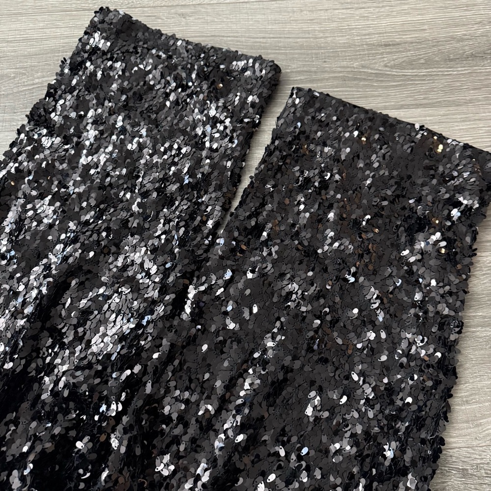 NWT J.Crew Collection Ingrid in Black Sequin High Rise Wide Leg Pants Size 14 - Picture 3 of 5